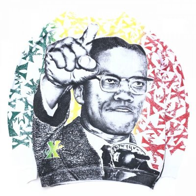 画像1: 90s USA製　MALCOLM X OVER PRINT SWEAT 