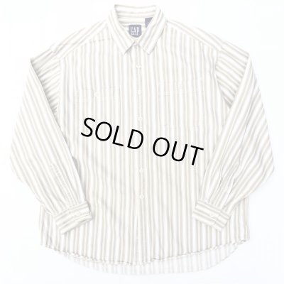 画像1: 90s OLD GAP STRIPE WORK L/S SHIRT