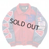 90s USA製　フルデコ 袖LEATHER STUDIUM JACKET