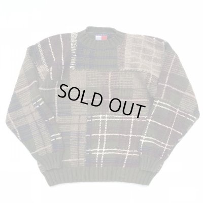 画像1: 90s TOMMY HILFIGER PATCHWORK KNIT SWEATER