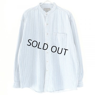 画像1: 90s CROFT&BARROW STANDCOLLAR STRIPE L/S SHIRT