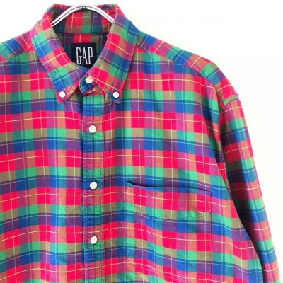 画像2: 90s old GAP PLAID  L/S SHIRT