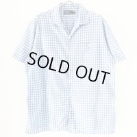 90s RALPH LAUREN GINGHAM PLAID OPEN COLLAR WOOL S/S SHIRT