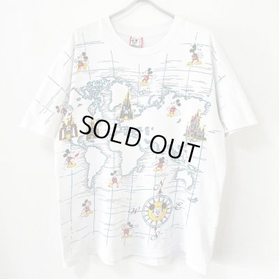 画像1: 90s USA製 MICKEY MOUSE DISNEYLAND WORLD MAP TEE SHIRT