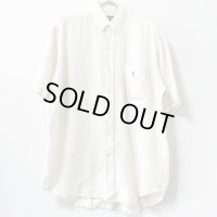 90s RALPH LAUREN　LINEN BUTTON DOWN  SHIRT