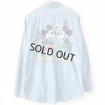 画像1: 70s USA製 MICKEY MOUSE CHAMBRAY L/S  SHIRT