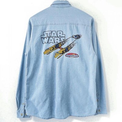 画像1: 90s 香港製 STARWARS EPISODE I CHAMBRAY L/S SHIRT