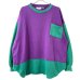 画像1: 90s CRAZY PATTERN MULCH COLOR SWEAT (1)