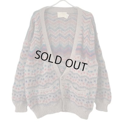 画像1: 80s アイルランド製　STONE CIRCLE WOOL MOHAIR MIX HANDKNIT CARDIGAN 