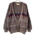 画像1: 80s アイルランド製　STONE CIRCLE WOOL MOHAIR MIX HANDKNIT CARDIGAN  (1)