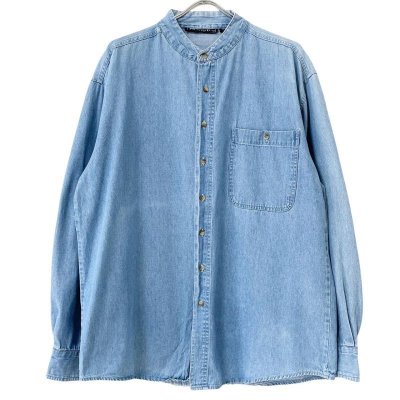 画像1: 90s DENIM STANDCOLLAR L/S SHIRT