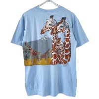 80s USA製 GIRAFFE ANIMAL ART TEE SHIRT