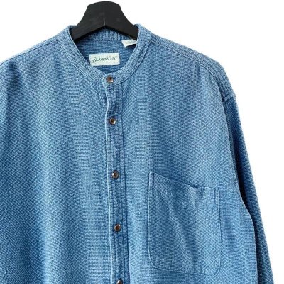 画像2: 90s ST JOHN'S BAY INDIGO 刺子生地 STAND COLLAR L/S SHIRT