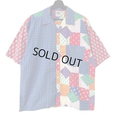 画像1: 90s PEPE CO. MFG PATCHWORK PRINT LOOP COLLAR S/S SHIRT