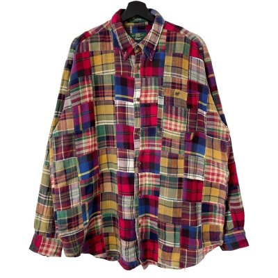 画像1: 80s~90s ORVIS PATCH WORK FLANNELL L/S SHIRT