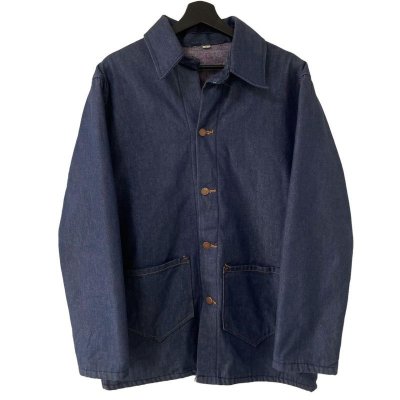 画像1: 70s USA製 UNKNOWN HAND MADE DENIM CHORE JACKET