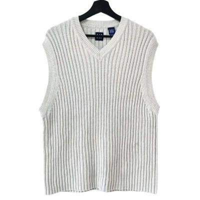 画像1: 00s OLD GAP COTTON LIB KNIT VEST 