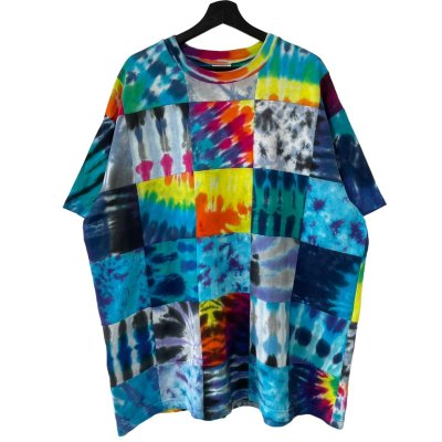 画像1: 90s USA製 EYE DYE TIE DYE PATCH WORK TEE SHIRT