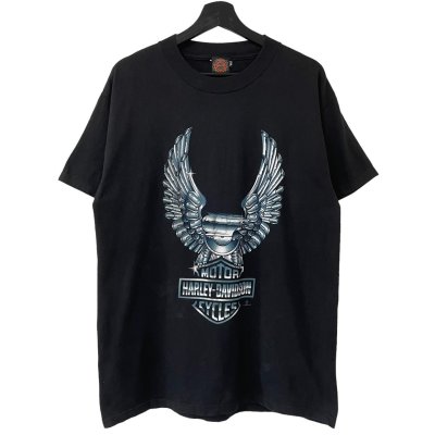 画像1: 90s USA製 HARLEY DAVIDSON METALIC EAGLE TEE SHIRT