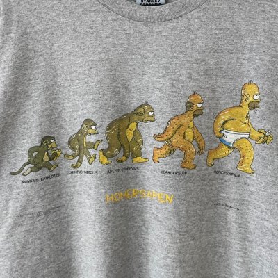 画像2: 90s USA製 THE SIMPSONS 人類の進化過程 TEE SHIRT