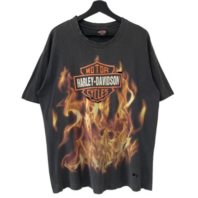 画像1: 90s USA製 HARLEY DAVIDSON BAR&SHIELD FLAME TEE SHIRT