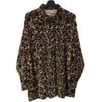 90s CARACITY KNIT VELOURS LEOPARD PAJAMA L/S SHIRT