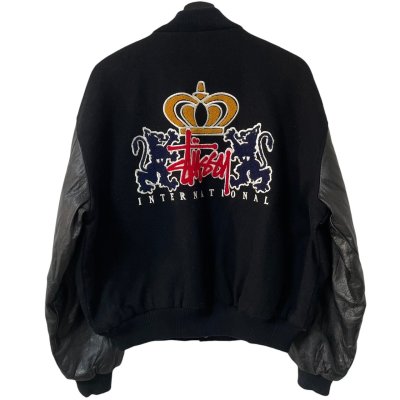 画像1: 90s USA製 OLD STUSSY LION VARSITY JACKET