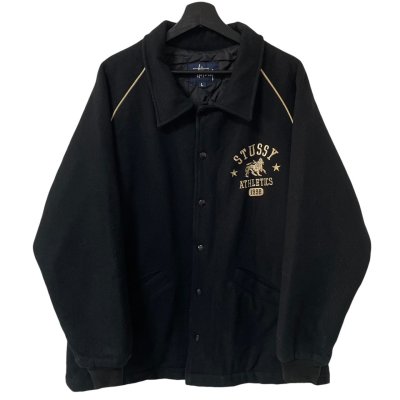 画像1: 90s USA製 OLD STUSSY RASTA LION VARSITY JACKET