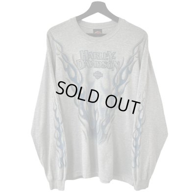 画像1: 90s USA製 HARLEY DAVIDSON FLAME EAGLE L/S TEE SHIRT