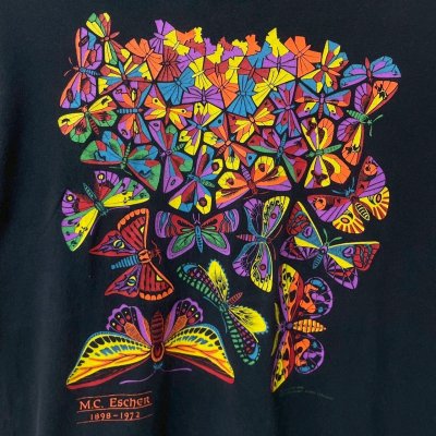 画像2: 90s USA製 MC ESCHER BUTTERFLY ART TEE SHIRT