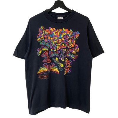 画像1: 90s USA製 MC ESCHER BUTTERFLY ART TEE SHIRT