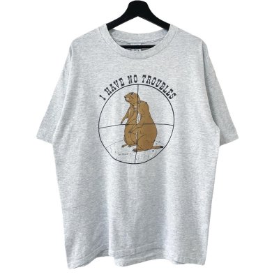 画像1: 90s USA製 I HAVE NO TROUBLES GUN SHOT TEE SHIRT