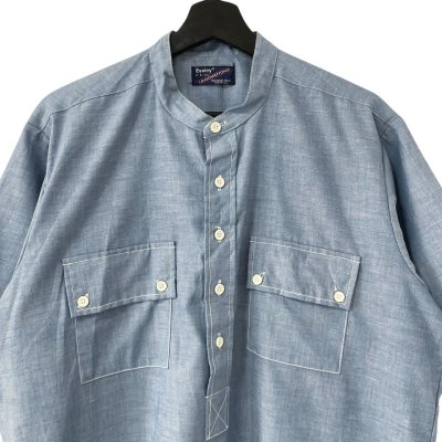 画像2: 70s〜80s ESSLEY STAND COLLAR PULLOVER CHAMBRAY S/S SHIRT 