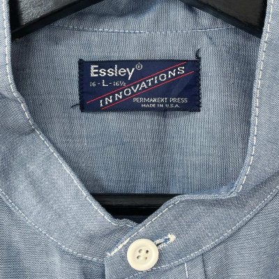 画像3: 70s〜80s ESSLEY STAND COLLAR PULLOVER CHAMBRAY S/S SHIRT 