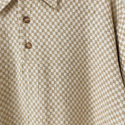画像2: 90s USA製 CHECKER FLAG COTTON POLO SHIRT