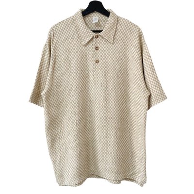 画像1: 90s USA製 CHECKER FLAG COTTON POLO SHIRT