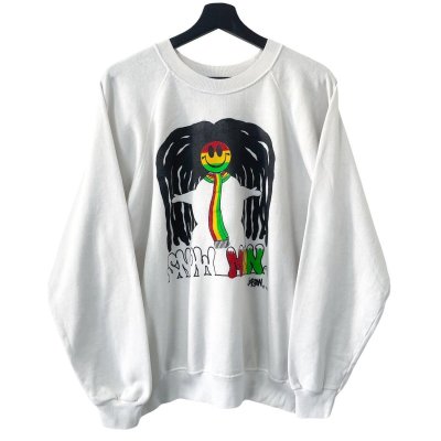 画像1: 90s USA製 SNOW MAN RASTA SMILEY SWEATSHIRT