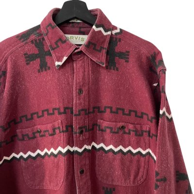 画像2: 90s ORVIS NATIVE PATTERN CHAMOIS CLOTH L/S SHIRT