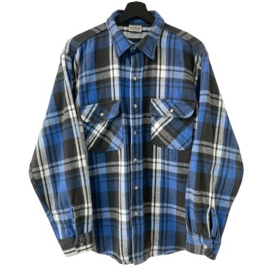 画像1: 90s USA製 FIVE BROTHER "BLUE×BLACK" FRANNELL L/S SHIRT