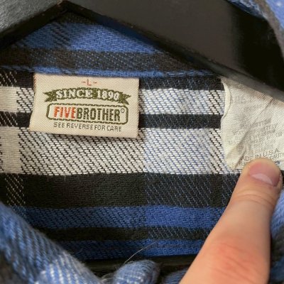画像3: 90s USA製 FIVE BROTHER "BLUE×BLACK" FRANNELL L/S SHIRT