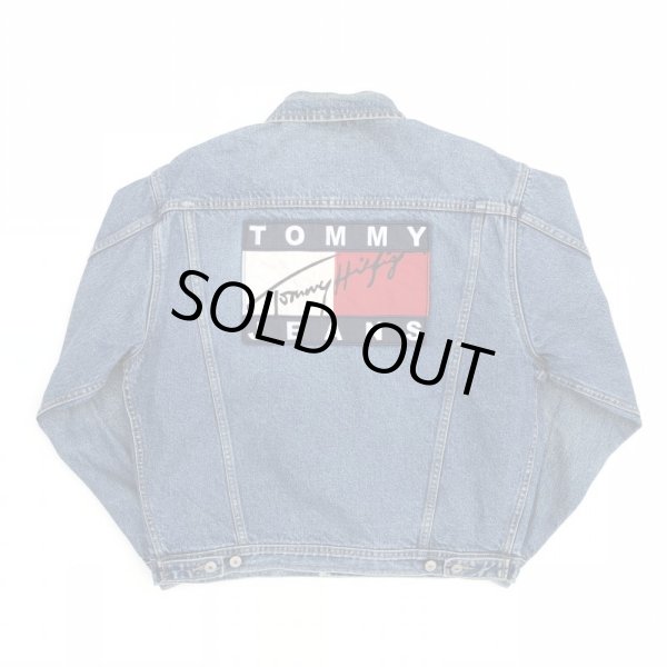 画像1: 90s TOMMY HILFIGER BIG FLAG DENIM JACKET (1)