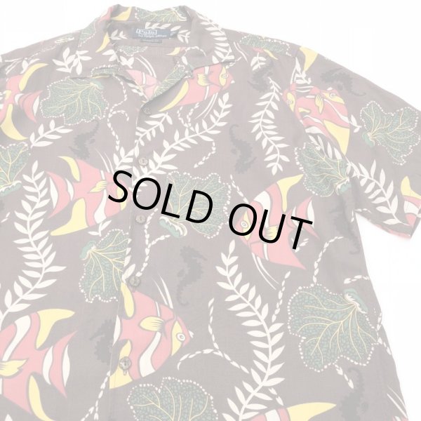 画像2: RALPH LAUREN 魚柄 RAYON HAWAIIAN SHIRT (2)