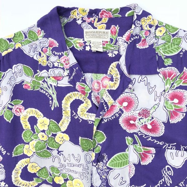 画像2: 90s BANANA REPUBLIC REYON HAWAIIAN S/S SHIRT (2)