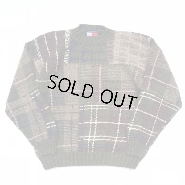 画像1: 90s TOMMY HILFIGER PATCHWORK KNIT SWEATER (1)