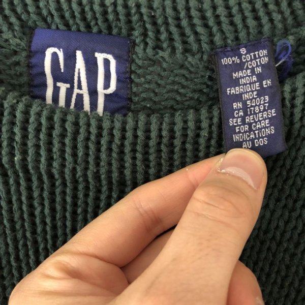 画像2: 90s OLD GAP BORDER COTTON KNIT SWEATER (2)