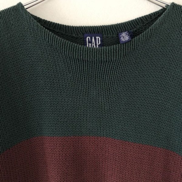 画像3: 90s OLD GAP BORDER COTTON KNIT SWEATER (3)