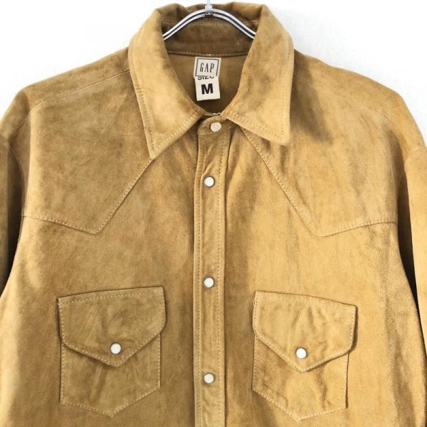 画像2: 00s old GAP SUEDE LEATHER WESTERN SHIRT (2)