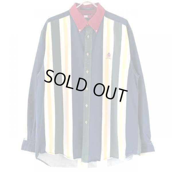 画像1: 90s TOMMY HILFIGER MULCH STRIPE L/S SHIRT (1)