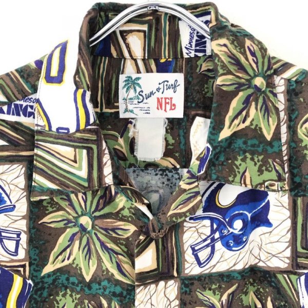 画像3: 90s MINNESOTA VIKINGS HAWAIIAN  S/S SHIRT (3)