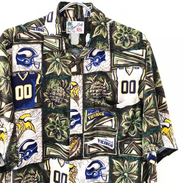 画像2: 90s MINNESOTA VIKINGS HAWAIIAN  S/S SHIRT (2)